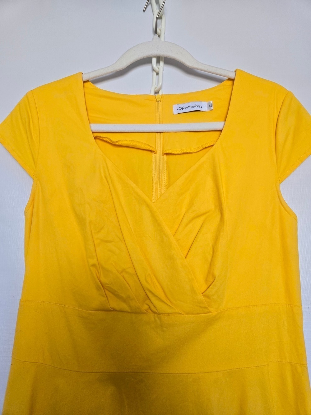BBONFINE DRESS WOMEN YELLOW SWING RETRO 50'S COCKTAIL FIT-AND-FLARE XL 14-16 - Picture 5 of 14